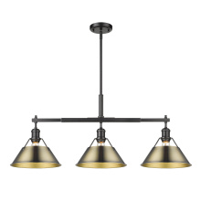 Golden 3306-LP BLK-AB - Yep by Golden Lighting Orwell 3-light Island Light in Matte Black and Aged Brass shade
